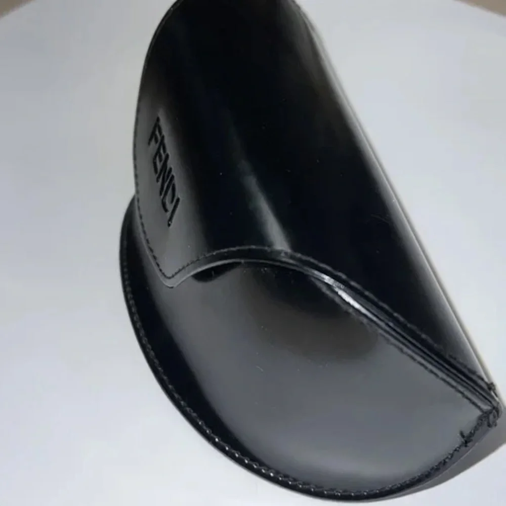 FENDI Black PATENT Leatherette FOLDOVER Logo Glasses SOFT Case ONLY
